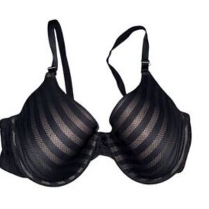 Maidenform Bra 36DD Underwire Satin Molded Adjustable Straps 05701 Striped Black